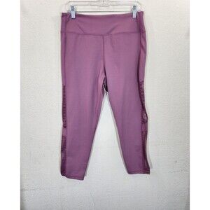 Walkpop Leggings XL Mauve Pink Mesh Side Cutout Capri High Rise Activewear Gym